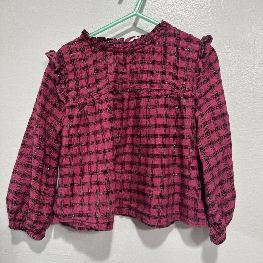 Girls Clothes Glitter Star Dress, Tutu Skirt and Plaid Top Size 4-5 Pink Blue